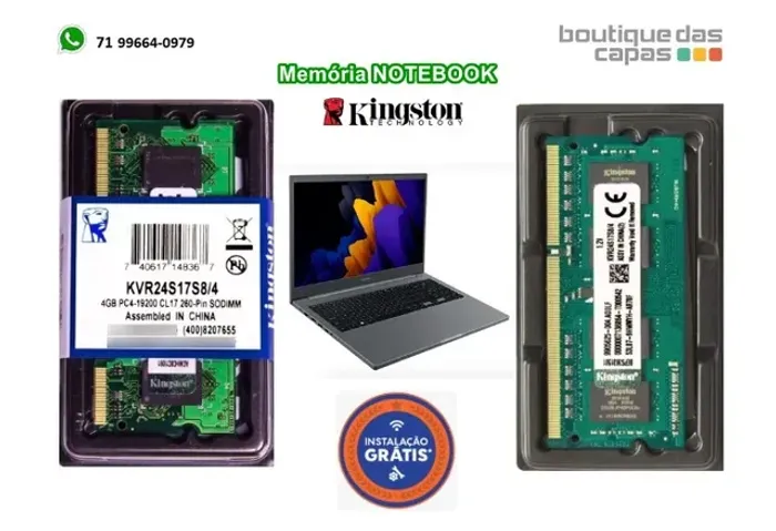 Memória Kingston Ddr4 4gb 2400 Mhz Notebook deixe seu notebook mais rápido