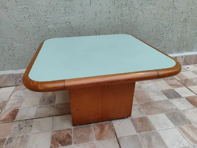 Mesa de Canto Quadrada com Tampo de Madeira Conservada