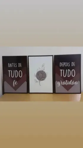 Trio de placas em MDF 