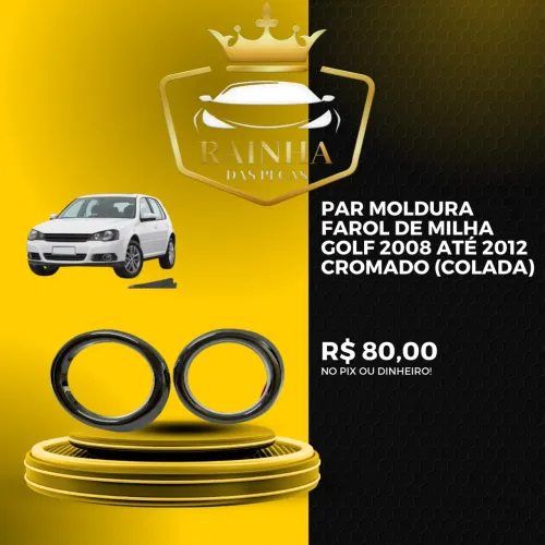 Par Moldura Farol de Milha Golf 2008 até 2012 Cromado (Colada)