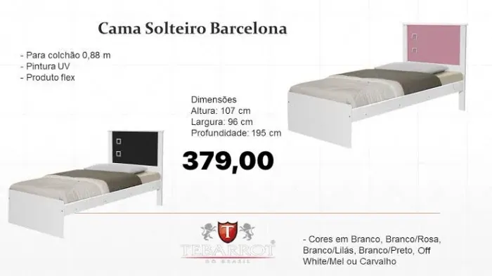 Cama solteiro Barcelona várias cores ENTREGA HOJE !!! 