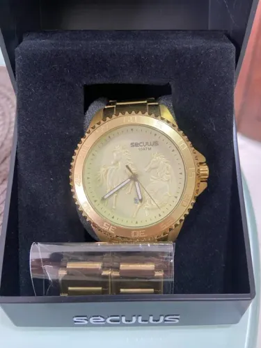 Relógio Seculus Masculino Dourado