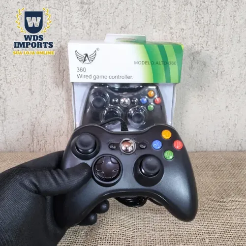 Controle Video Game Compatível com Xbox 360 Com Fio