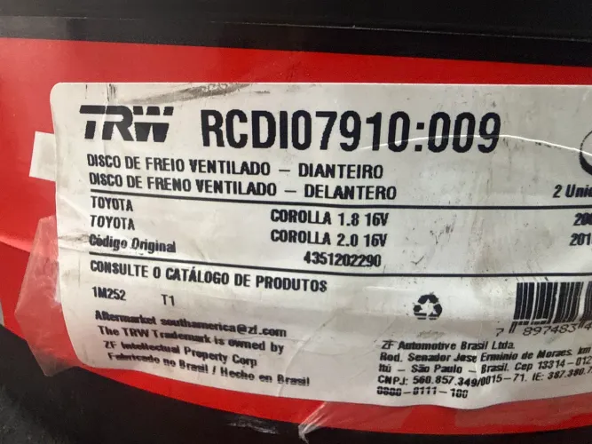 PAR DE DISCO FREIO DIANTEIROS TOYOTA COROLLA RCDI07910