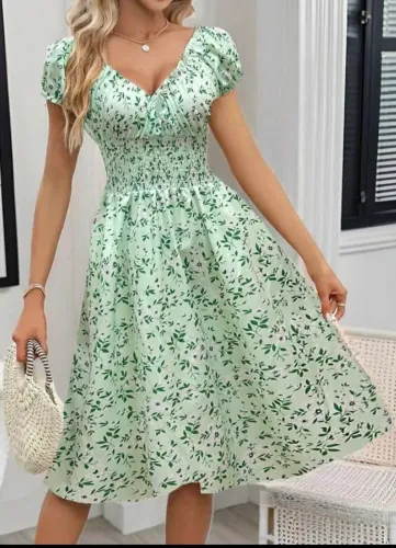 Vestido verde floral G - NOVO