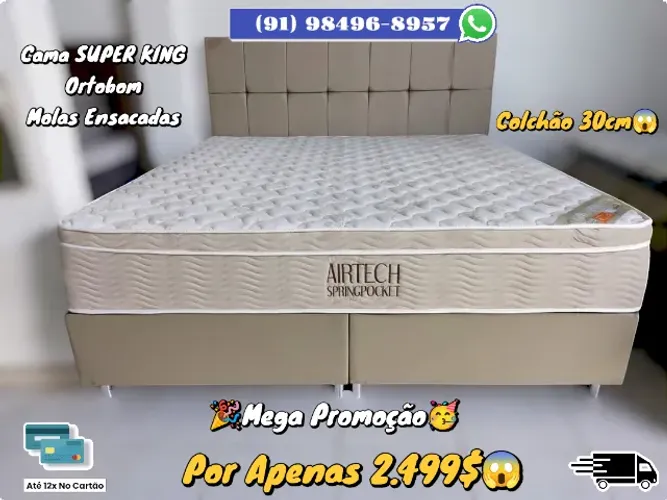 CAMA SUPER KING ORTOBOM COLCHÃO 30CM
