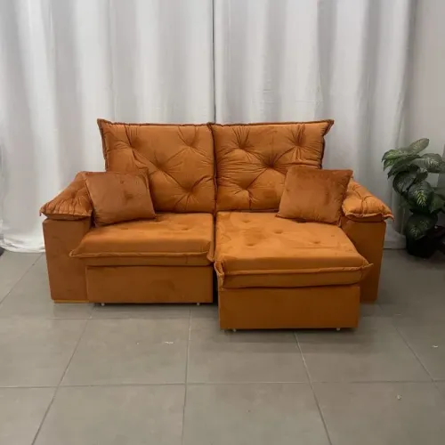 Sofá Porto Madero 3 Lugares Retrátil e Reclinável 200cm Tecido Veludo Produto Novo 