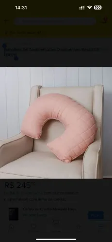 Almofada de Amamentação Lilibee Quadradinho Rosa Chá