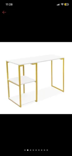 Mesa Aparador Escrivaninha Hall Entrada Apoio Nic 900 mm Dourado Branco