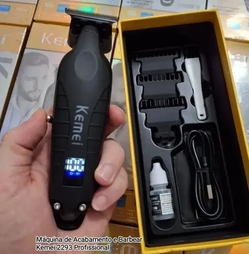 Máquina de Acabamento e Barbear Kemei 2293 Profissional Nova Lacrada Sem Uso