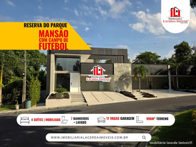 Residencial Reserva do Parque - Mansão Mobiliada 4 Suítes, 11 Vagas, Piscina e Energia Sol