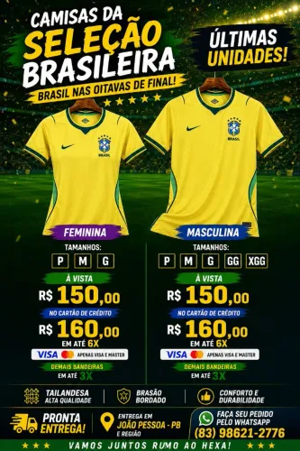 Camisas Seleção Brasil - Feminina e Masculina - Tailandesa