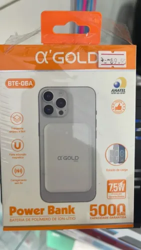 Carregador portátil 10.000MAH com indução para iPhone e linha Samsung