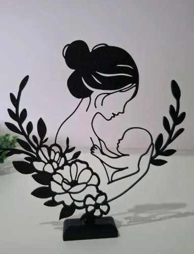 Decoração Mãe e Filho Presente Dia das Mães Quarto Bebê Escultura Minimalista
