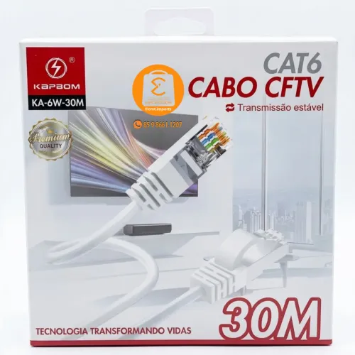 Cabo de Rede CAT6 de 3, 10, 15 e 30 Metros, Gigabit até 10000Mbps Ethernet RJ45 Internet