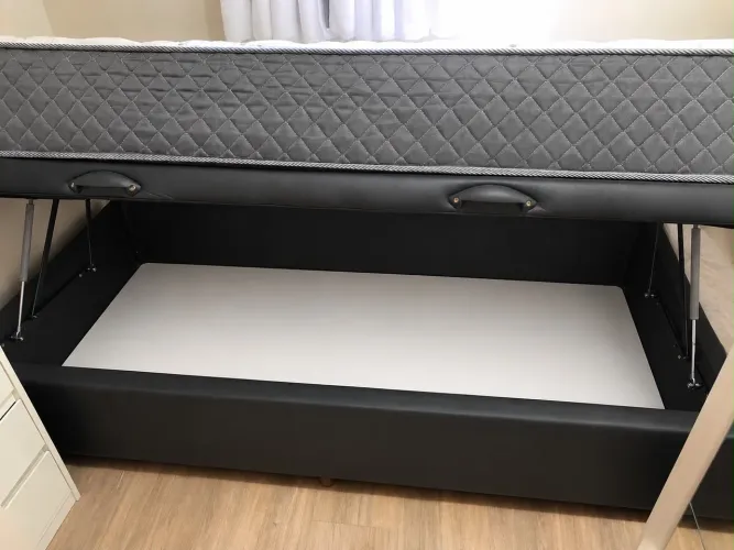 Cama de Solteiro com Box Baú + Colchão Ecoflex Essence Adapto