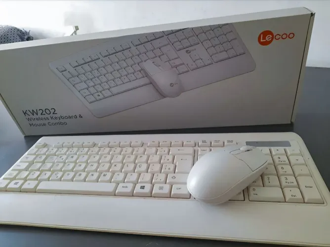 Kit Teclado e Mouse Sem Fio Lecoo Branco (Excelente estado e na caixa!)