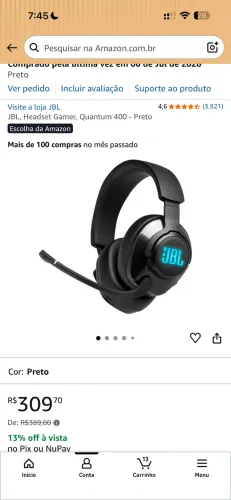 JBL, Headset Gamer, Quantum 400 - Preto