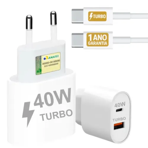 Carregador turbo 40w compativel