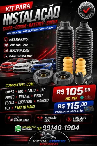 KIT COIFA , COXIM , BATENTE , BUCHA PARA INSTALAÇÃO DE AMORTECEDOR 