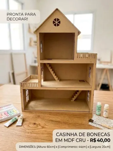 Casinha de bonecas MDF cru usada