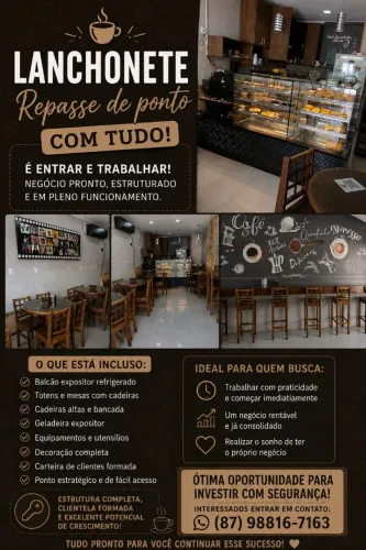 Repasse de ponto comercial, lanchonete em funcionamento