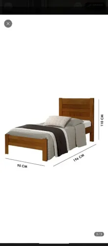 Cama Solteiro 100% Madeira Maciça Reforçada Lara Castanho