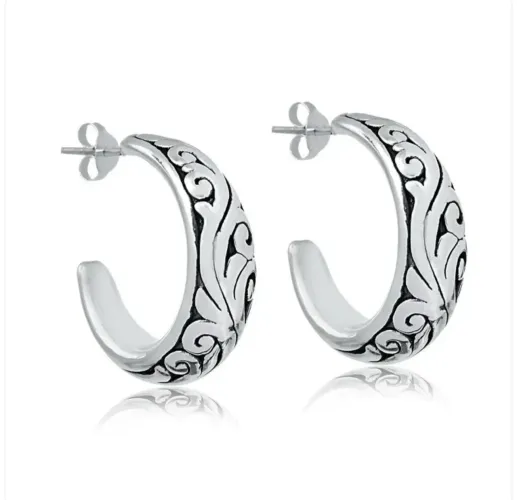 Brinco Argola de Prata de Bali 925 Eletro Nova Original