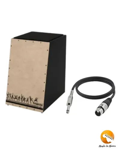 KIT CAJON VANGUARDA - CAPTACAO SIMPLES - ELÉTRICO + CABO DE AUDIO XLR-P10 3M - CARNAVAL
