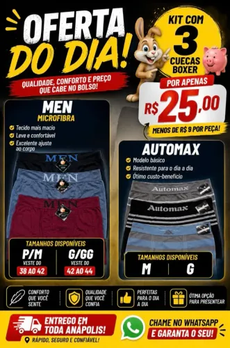 Kit com 3 Cuecas