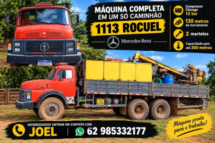 Caminhão Mercedes 1113 com máquina para perfuração de poços Artesianos