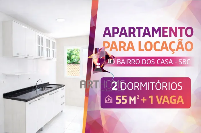Apartamento para locação no bairro Dos Casa SBC | 2 dormitórios, 55m², 1 vaga