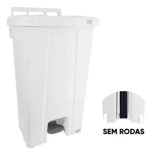 Lixeira Plástica Com Pedal Branca 100 Litros  Jsn