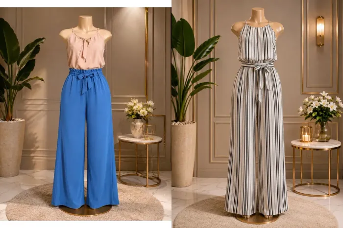 Kit com 3 Looks Femininos - Macacão Pantalona e Conjuntos