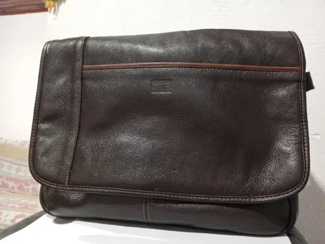 Bolsa Carteiro Marrom Pasta Couro