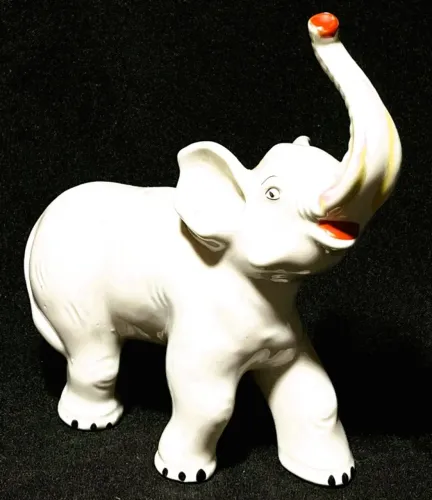 Linda e imponente escultura possivelmente africana Cerâmica vitrificada Elefante Tribal *