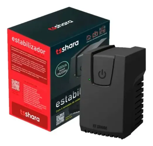 ESTABILIZADOR 300VA BIVOLT TS SHARA POWEREST PRETO - LOJA DADO DIGITAL