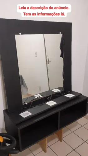 Bancada de salão/barbearia com espelho, led ? e extensão embutida TOP