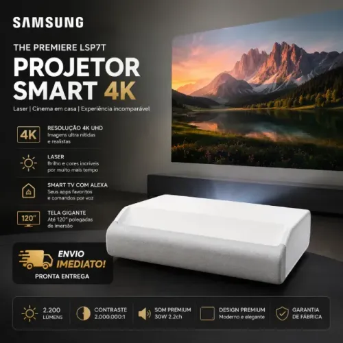 Projetor Samsung The Premiere LSP7T 4K Laser Smart TV Alexa 120?