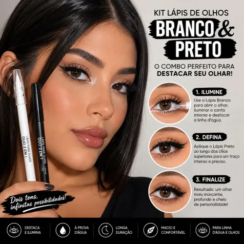 Lápis 2 em 1 C/ Apontador Preto e Branco - Vivai