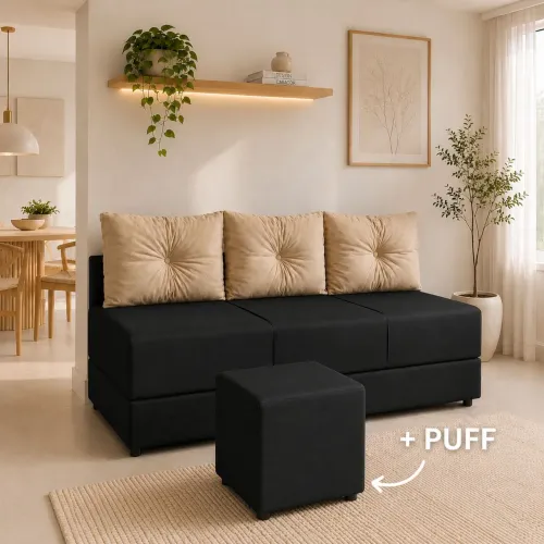 Sofá CAMA casal MULTIUSO + PUFF,  lindas cores!