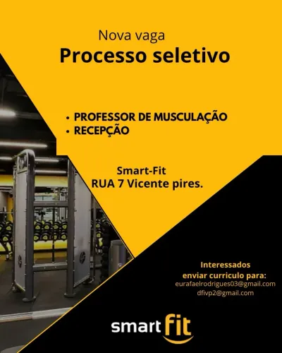 Vaga de professor (a) de musculação e recepção