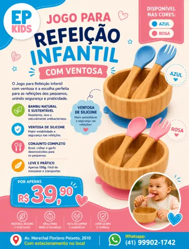 Jogo de Refeição Infantil com Ventosa