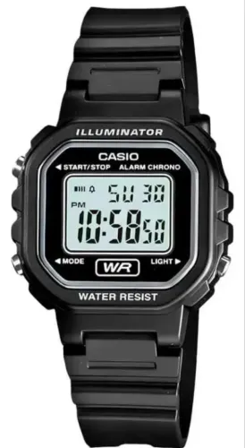 Relogio Casio Feminino Iluminator La-20wh 1ad Preto Digital Cor Do Fundo Positivo