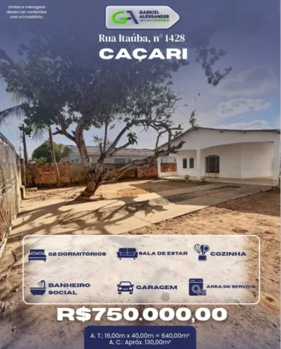 Rua Itaúba, n° 1428, Caçari.