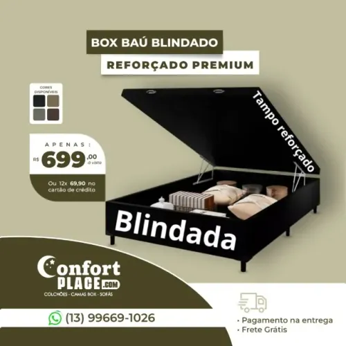 Cama Box Bau Casal 100% Blindado Frete Grátis