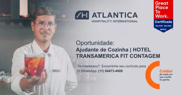 AJUDANTE DE COZINHA | HOTEL TRANSAMERICA FIT CONTAGEM