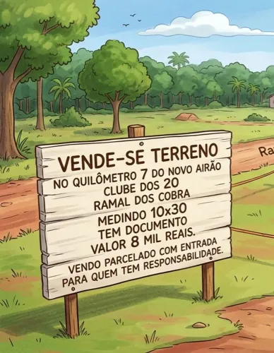 Vende-se Terreno quilômetro 7 do novo airão