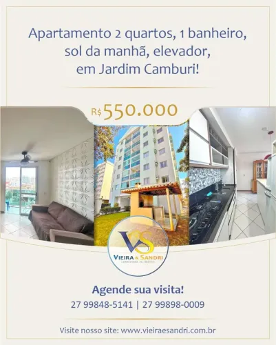 Apartamento 2 quartos, 1 banheiro, sol da manhã, elevador, em Jardim Camburi