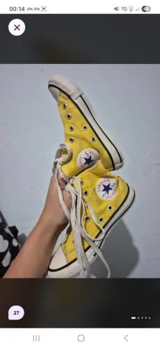 All star amarelo cano alto tamanho 27